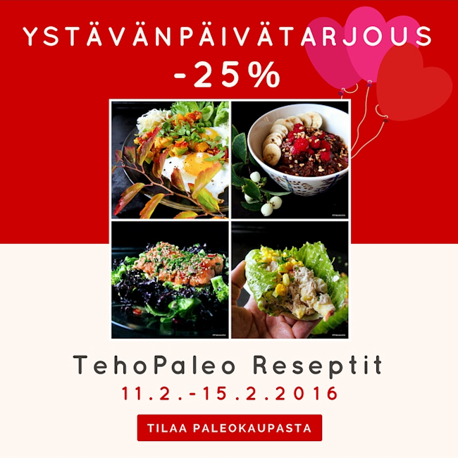 Ystävänpäivätarjous - TehoPaleo -reseptit -25%