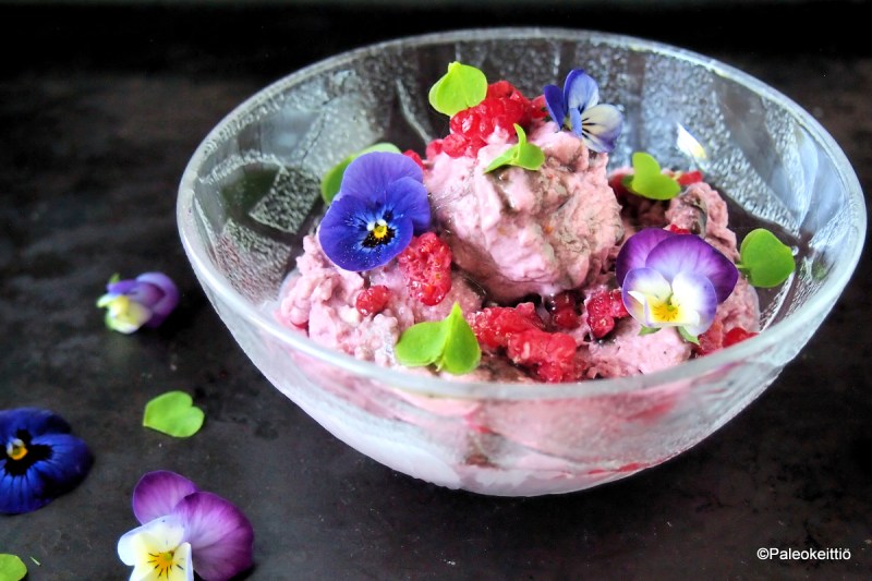 Kolmen aineksen vadelmajäätelö | paleokeittio.fi