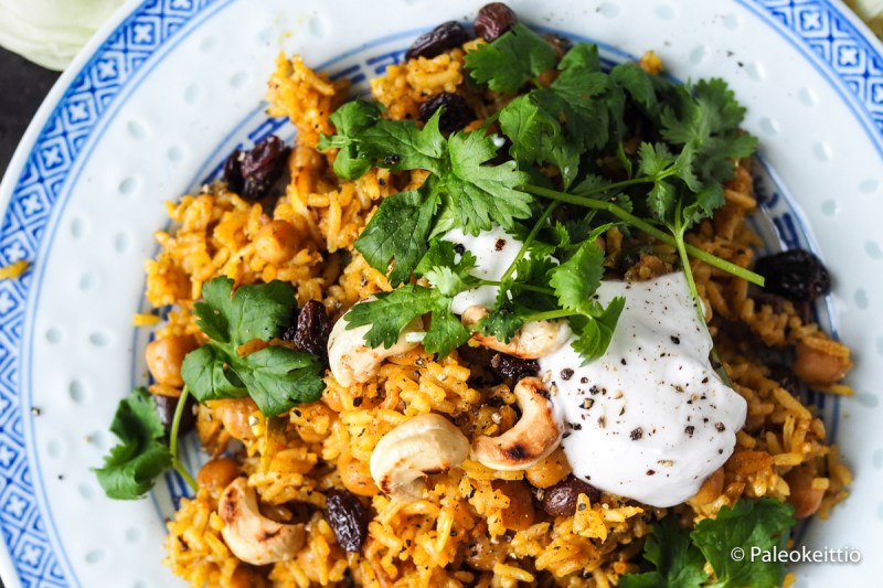 Intialainen riisipata kikherneillä | paleokeittio.fi