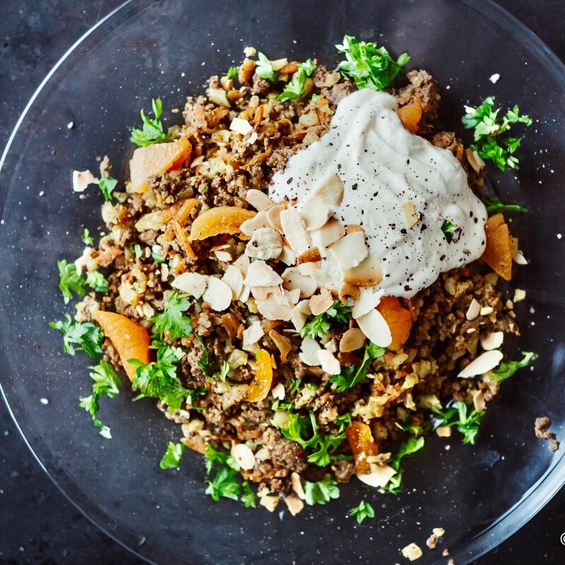 Marokkolaisittain maustettu jauhelihapannu on maistuva&nbsp;arkiruoka